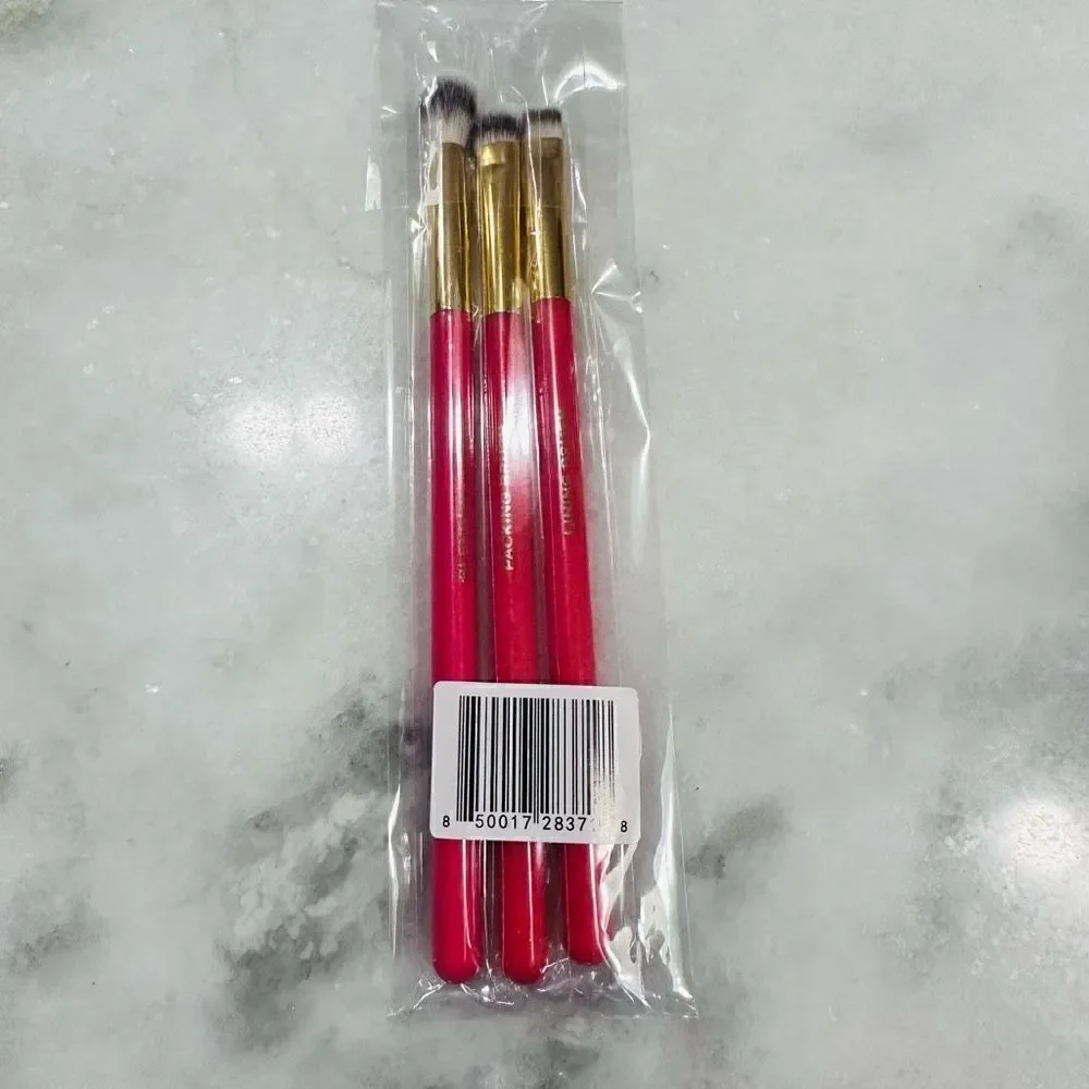 3 Piece Professional Eye Make Up Brushes in Red Set Ipsy New